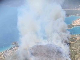 İzmir’in Karaburun ilçesinde ormanlık alanda çıkan yangın için ekipler seferber oldu. Yangına helikopterler ve arazözlerle müdahale edilirken, alevleri kontrol altına alma çalışmaları aralıksız sürüyor.