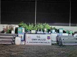 İzmir’in Seferihisar ilçesinde jandarma ekiplerinin düzenlediği operasyonda, uyuşturucu üretiminde kullanılan 183 kök skunk bitkisi ile çeşitli malzemeler ele geçirildi. Gözaltına alınan 1 kişiyle ilgili soruşturma sürüyor.